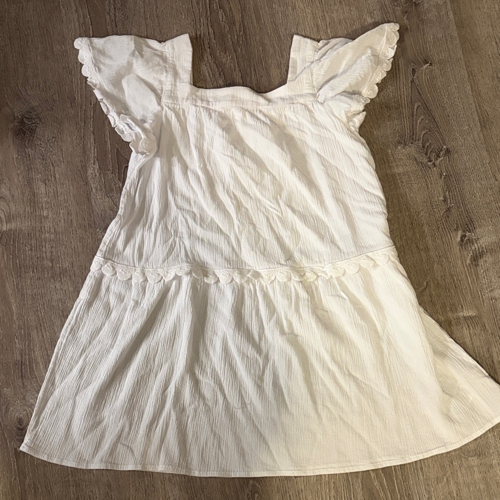 Crewcuts White Ruffled Flutter-Sleeve Dress